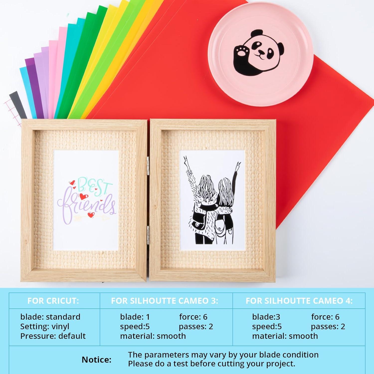 imageHTVRONT Permanent Vinyl for Cutting Machine  80 Pack Permanent Adhesive Vinyl Sheets 45 Assorted Colors Permanent Bundle Silhouette Cameo Cutters Signs Scrapbooking CraftMulticolored3