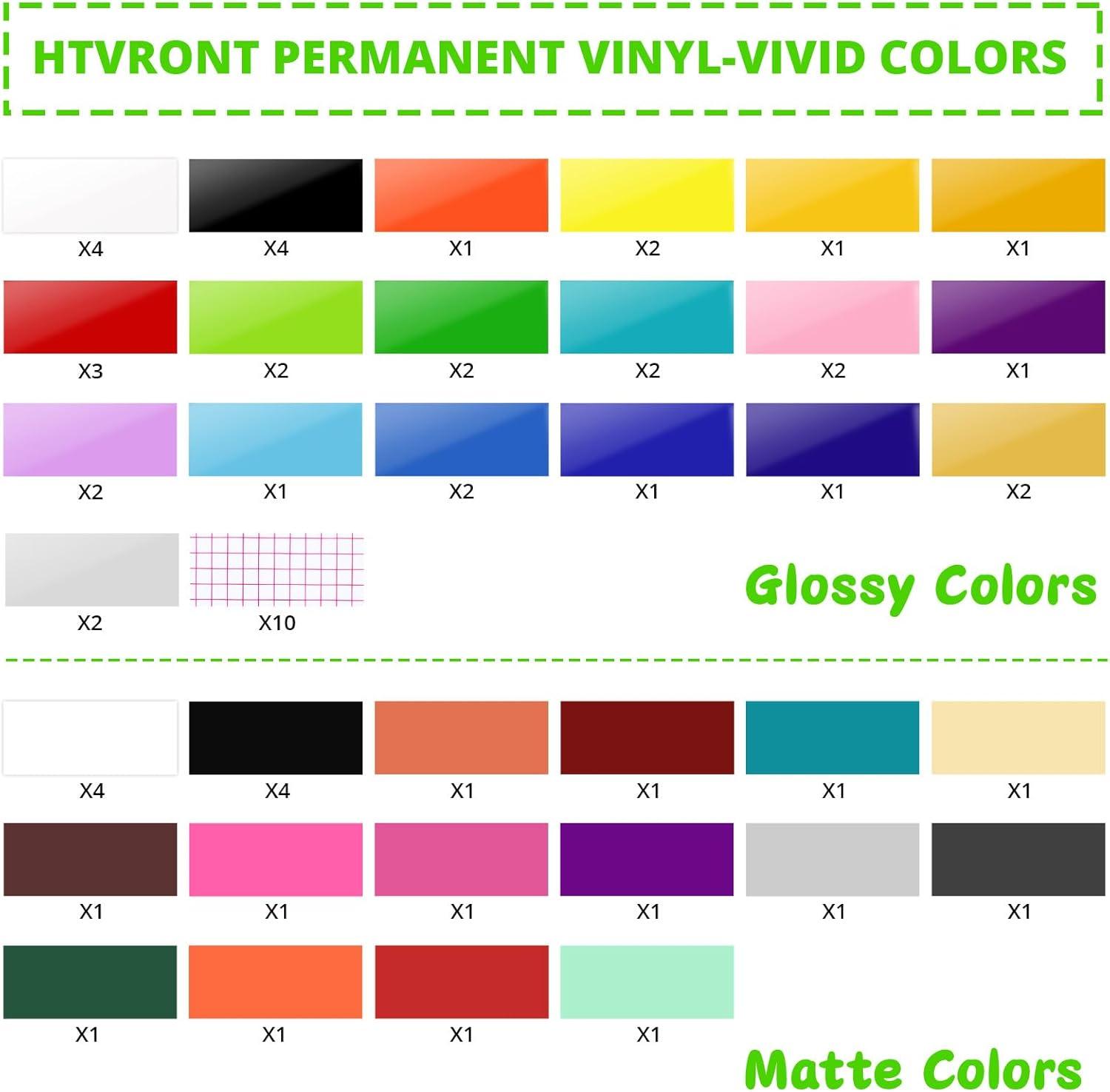 imageHTVRONT Permanent Vinyl for Cutting Machine  80 Pack Permanent Adhesive Vinyl Sheets 45 Assorted Colors Permanent Bundle Silhouette Cameo Cutters Signs Scrapbooking CraftMulticolored3