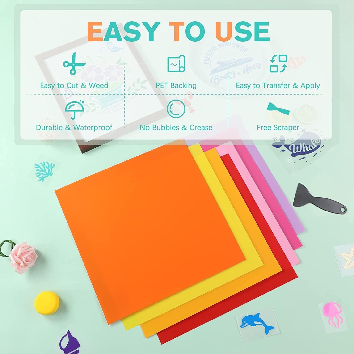 imageHTVRONT Permanent Vinyl for Cutting Machine  80 Pack Permanent Adhesive Vinyl Sheets 45 Assorted Colors Permanent Bundle Silhouette Cameo Cutters Signs Scrapbooking CraftMulticolored80 Sheets