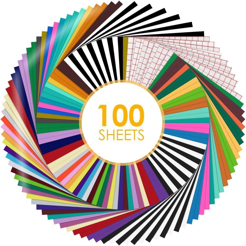imageHTVRONT Permanent Vinyl for Cutting Machine  80 Pack Permanent Adhesive Vinyl Sheets 45 Assorted Colors Permanent Bundle Silhouette Cameo Cutters Signs Scrapbooking CraftMulticolored1