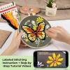 imageHTVRONT 3D Embroidery Kit for Beginners Sunflower Embroidery Kits with StepbyStep Video Tutorials 3D Art Finished with 5 Stitches Beginner Embroidery Kit for Adults for Denim Jackets Home DecorButterfly Patterns