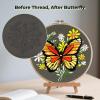 imageHTVRONT 3D Embroidery Kit for Beginners Sunflower Embroidery Kits with StepbyStep Video Tutorials 3D Art Finished with 5 Stitches Beginner Embroidery Kit for Adults for Denim Jackets Home DecorButterfly Patterns