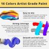 imageHTVRONT Acrylic Paint Set Painting Kit for Kids 16 Colors 12ml 041 oz Vibrant Rich of NonToxic Acrylic Paint for Table Easel Paints Gifts for Beginners Rock Paint Kit Crafts Supplies
