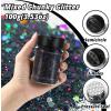 imageHTVRONT Black Glitter for Crafts  100g Chunky Glitter for Resin 353oz Holographic Glitter for Nail Tumbler Cosmetic Festival100g Black