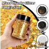imageHTVRONT Black Glitter for Crafts  100g Chunky Glitter for Resin 353oz Holographic Glitter for Nail Tumbler Cosmetic Festival100g Gold