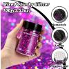imageHTVRONT Black Glitter for Crafts  100g Chunky Glitter for Resin 353oz Holographic Glitter for Nail Tumbler Cosmetic Festival100g Purple