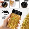 imageHTVRONT Black Glitter for Crafts  100g Chunky Glitter for Resin 353oz Holographic Glitter for Nail Tumbler Cosmetic Festival200g Gold