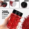 imageHTVRONT Black Glitter for Crafts  100g Chunky Glitter for Resin 353oz Holographic Glitter for Nail Tumbler Cosmetic Festival200g Red