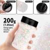 imageHTVRONT Black Glitter for Crafts  100g Chunky Glitter for Resin 353oz Holographic Glitter for Nail Tumbler Cosmetic Festival200g White