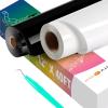imageHTVRONT Black HTV Heat Transfer Vinyl Rolls  12quot x 20ft Black Iron on Vinyl for Shirts Iron on for All Cutting Machines  Easy to Cut ampamp Weed for Craft Heat Vinyl DesignCBlack  White