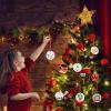 imageHTVRONT Ceramic Sublimation Ornament Blanks 24PCS  Sublimation Christmas Ornament Blanks Ceramic Decorations  Baby Shower Decorations Sublimation Ornaments with Red Strings 24PCS