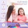 imageHTVRONT Clay Bead Bracelet Kit  6600 Clay Beads Kit 24 Colors Flat Clay Beads Bracelet Making Kit Polymer Clay Bead Bracelet Kit with Charms Clay Bead Set Jewelry Making Supplies