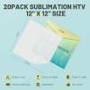 imageHTVRONT Clear HTV Vinyl for Sublimation 20 Pack 12quot X 12quot Matte Sublimation Vinyl for Cotton Fabric Wash Durable Clear Dye Sub HTV for LightColored T ShirtsMatte