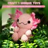 imageHTVRONT Crochet Kit for Beginners  Starter Crochet Kits with Video Tutorials Beginner Crochet Kit for Adults Kids Gift  Learn to Crochet Stuffed Animals Knitting Kit Penguin Family30 YarnAxolotl