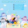 imageHTVRONT Crochet Kit for Beginners  Starter Crochet Kits with Video Tutorials Beginner Crochet Kit for Adults Kids Gift  Learn to Crochet Stuffed Animals Knitting Kit Penguin Family30 YarnPenguin