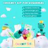 imageHTVRONT Crochet Kit for Beginners  Starter Crochet Kits with Video Tutorials Beginner Crochet Kit for Adults Kids Gift  Learn to Crochet Stuffed Animals Knitting Kit Penguin Family30 YarnDinosaur