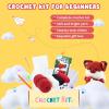 imageHTVRONT Crochet Kit for Beginners  Starter Crochet Kits with Video Tutorials Beginner Crochet Kit for Adults Kids Gift  Learn to Crochet Stuffed Animals Knitting Kit Penguin Family30 YarnFox