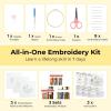 imageHTVRONT Embroidery Kit for Beginners 3 Pcs 14 Stitches and 9 Flower Practice Samplers PrePrinted Patterns Step by Step Video Beginner Embroidery Kit for Adults for Gift for WomenFlower Patterns