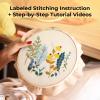 imageHTVRONT Embroidery Kit for Beginners 3 Pcs 14 Stitches and 9 Flower Practice Samplers PrePrinted Patterns Step by Step Video Beginner Embroidery Kit for Adults for Gift for WomenFlower Patterns