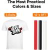 imageHTVRONT HTV Roll Heat Transfer Vinyl  12quot x 8ft White HTV Vinyl for Shirts Iron on Vinyl for All Cutting Machine  Easy to Cut ampamp Weed for Heat Transfer Design WhiteCBlack Red White