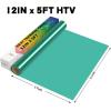 imageHTVRONT HTV Vinyl Rolls Heat Transfer Vinyl  12quot x 5ft Aqua Blue HTV Vinyl for Shirts Iron on Vinyl for All Cutter Machine  Easy to Cut ampamp Weed for Heat Vinyl Design Aqua BlueGreen
