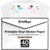 imageHTVRONT Printable Vinyl for Inkjet Printer ampamp Laser Printer  40 Pcs Glossy White Waterproof Printable Vinyl Sticker Paper 85quotx11quotGlossy White