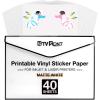 imageHTVRONT Printable Vinyl for Inkjet Printer ampamp Laser Printer  40 Pcs Glossy White Waterproof Printable Vinyl Sticker Paper 85quotx11quotMatte White