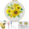imageHTVRONT 3D Embroidery Kit for Beginners Sunflower Embroidery Kits with StepbyStep Video Tutorials 3D Art Finished with 5 Stitches Beginner Embroidery Kit for Adults for Denim Jackets Home DecorSunflower Patterns