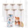 imageHTVRONT 8 PCS Frosted Glass Cups  16oz Sublimation Blanks with Bamboo Lid  Perfect for Painting HTV Vinyl CraftsFrosted