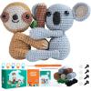 imageHTVRONT Crochet Kit for Beginners  Starter Crochet Kits with Video Tutorials Beginner Crochet Kit for Adults Kids Gift  Learn to Crochet Stuffed Animals Knitting Kit Penguin Family30 YarnSloth  Koala