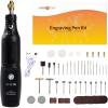 imageHTVRONT Customizer Engraving Pen Kit  64 Pcs USB Rechargeable Engraver Pen Cordless Rotary Engraving Tool Portable Electric Engraving Pen for Metal Wood Glass and Plastic