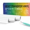 imageHTVRONT Heat Transfer Vinyl Bundle  2 Pack 12quot x 8ft Black ampamp Red Iron On Vinyl for Shirts Easy to Cut ampamp Weed for Cricut ampamp CameoWhite x3