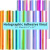 imageHTVRONT Holographic Vinyl  12 Sheets 12 quotx12 Holographic Permanent Vinyl for All Cutting Machine  Easy to Weed ampamp Transfer Iridescent Craft Adhesive Vinyl Sheets12 Holographic Vinyl
