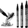 imageHTVRONT Silver Liquid Mirror Chrome Marker 3PCS  Paint Pen Permanent Metallic 3 Nibs Silver Chrome Paint Pen for Models Paintings Toys or Car Accessories