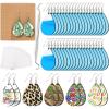 imageHTVRONT Sublimation Earring Blanks Bulk  30 Pcs Wood Earrings Blanks with Blue Protective Film  Unfinished MDF Teardrop Earrings for Sublimation Printing with Template Weeder Hooks Jump Rings50 pcs