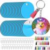 imageHTVRONT Sublimation Keychain Blanks Bulk  120Pcs Sublimation Blanks Keychain with Blue Protective Film  MDF Round Keychain with Tassels  Heat Transfer Keychain Blanks Double SidedRound