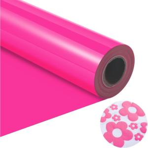 imageHTVRONT 3D Puff Vinyl Heat Transfer  12quot x 10FT Black Puffy Vinyl HTV Roll Compatible with Cricut ampamp CameoHot Pink