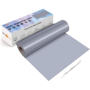 imageHTVRONT 3D Puff Vinyl Heat Transfer  12quot x 10FT Black Puffy Vinyl HTV Roll Compatible with Cricut ampamp CameoSilver