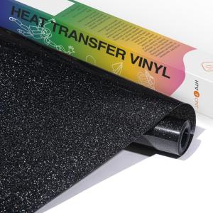 imageHTVRONT Black Glitter HTV Vinyl 10 x 5ft Black Glitter Iron On Vinyl for All Cutting Machine Glitter Heat Transfer Vinyl Roll for T Shirts  Easy to Cut ampamp Weed for Heat Vinyl DesignBlack