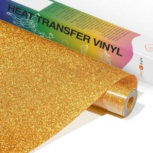 imageHTVRONT Black Glitter HTV Vinyl 10 x 5ft Black Glitter Iron On Vinyl for All Cutting Machine Glitter Heat Transfer Vinyl Roll for T Shirts  Easy to Cut ampamp Weed for Heat Vinyl DesignGold
