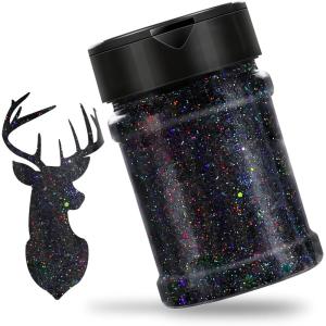 imageHTVRONT Black Glitter for Crafts  100g Chunky Glitter for Resin 353oz Holographic Glitter for Nail Tumbler Cosmetic Festival100g Black