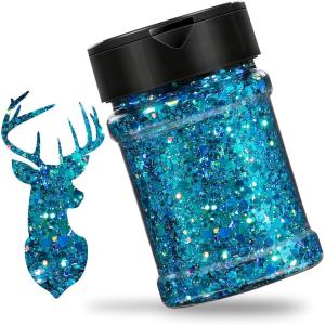 imageHTVRONT Black Glitter for Crafts  100g Chunky Glitter for Resin 353oz Holographic Glitter for Nail Tumbler Cosmetic Festival100g Blue