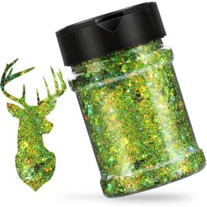 imageHTVRONT Black Glitter for Crafts  100g Chunky Glitter for Resin 353oz Holographic Glitter for Nail Tumbler Cosmetic Festival100g Light Green