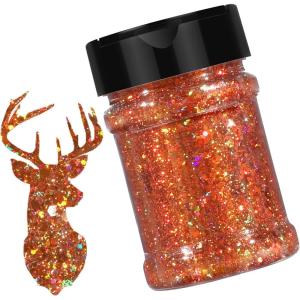 imageHTVRONT Black Glitter for Crafts  100g Chunky Glitter for Resin 353oz Holographic Glitter for Nail Tumbler Cosmetic Festival100g Orange