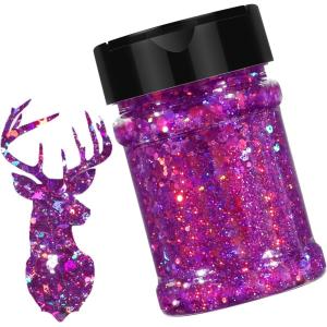 imageHTVRONT Black Glitter for Crafts  100g Chunky Glitter for Resin 353oz Holographic Glitter for Nail Tumbler Cosmetic Festival100g Purple