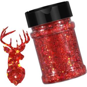 imageHTVRONT Black Glitter for Crafts  100g Chunky Glitter for Resin 353oz Holographic Glitter for Nail Tumbler Cosmetic Festival100g Red