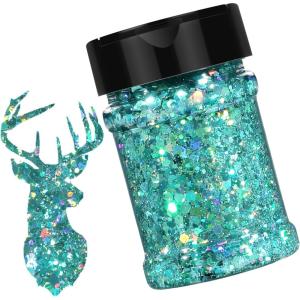 imageHTVRONT Black Glitter for Crafts  100g Chunky Glitter for Resin 353oz Holographic Glitter for Nail Tumbler Cosmetic Festival100g Turquoise Blue