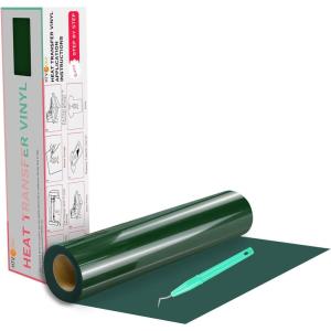 imageHTVRONT Black HTV Heat Transfer Vinyl Rolls  12quot x 20ft Black Iron on Vinyl for Shirts Iron on for All Cutting Machines  Easy to Cut ampamp Weed for Craft Heat Vinyl DesignCDark Green