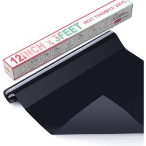 imageHTVRONT Black HTV Heat Transfer Vinyl Rolls  12quot x 20ft Black Iron on Vinyl for Shirts Iron on for All Cutting Machines  Easy to Cut ampamp Weed for Craft Heat Vinyl DesignCBlack