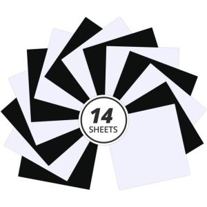 imageHTVRONT Black ampamp White Permanent Vinyl for Cutting Machine  14 Pack 12quot X 12quot Glossy Adhesive Vinyl Permanent Vinyl Sheets for Craft Projects Permanent Adhesive Vinyl Silhouette CameoGlossy Black  White